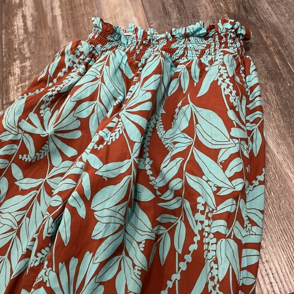 Janie and Jack Girl’s Floral Aqua & Brown Lined Jogger Pants Size 7 - Picture 3 of 7